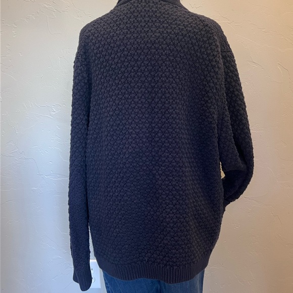 J Crew navy chunky cotton cable-knit shawl collar Cardigan Sweater - Picture 8 of 17